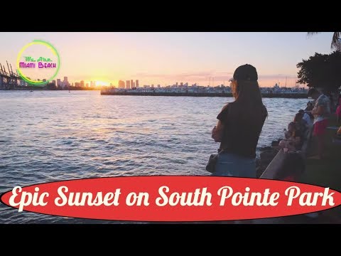 Sunset at South Pointe Park Miami Florida